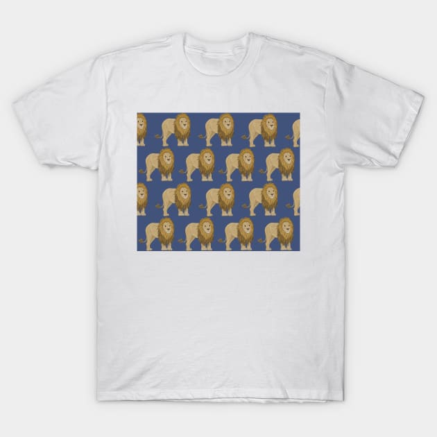 Amazing Lion on navy T-Shirt by ButtonandSquirt